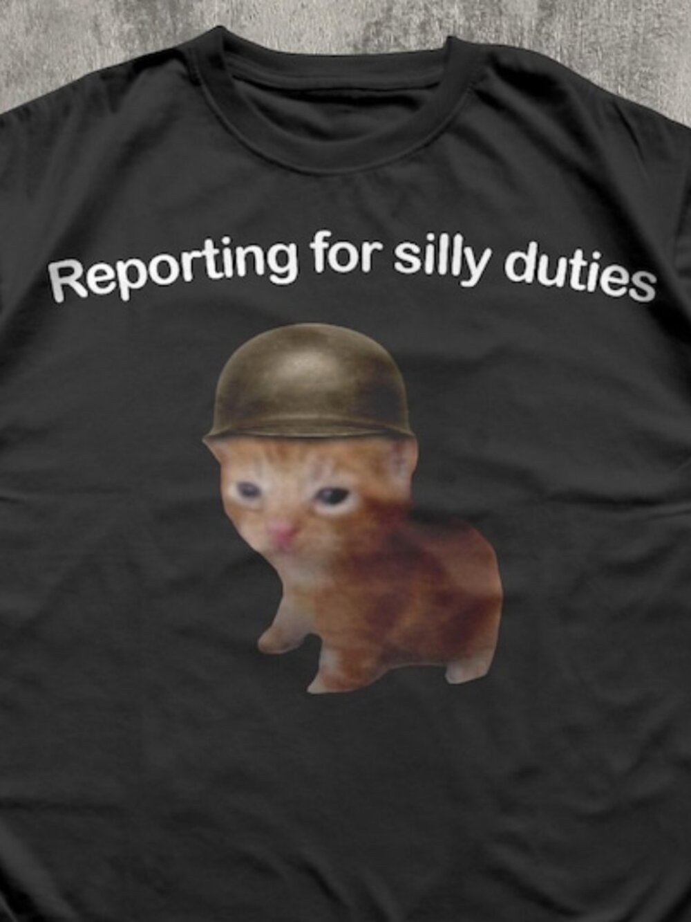 Reporting for Silly Duties Funny Cat Meme T-shirt - Picture 2 of 4